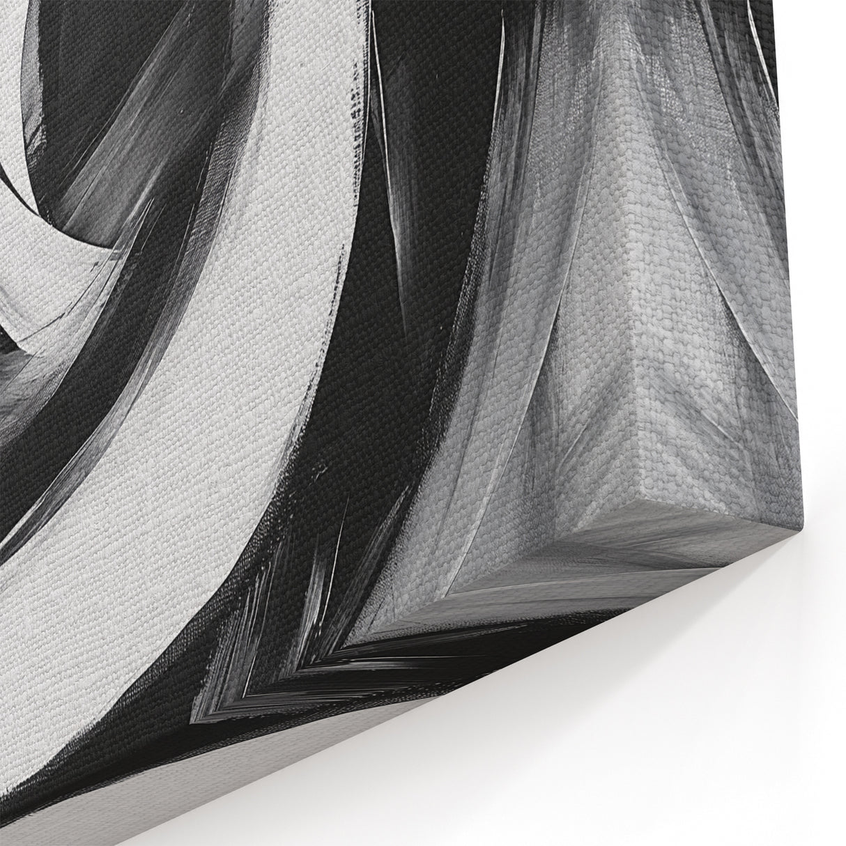 Large Abstract Wall Art – Bold Black and White Circular Motion Canvas