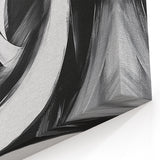 Large Abstract Wall Art – Bold Black and White Circular Motion Canvas