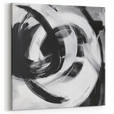 Colorful Abstract Wall Art – Bold Black and White Motion Canvas Print
