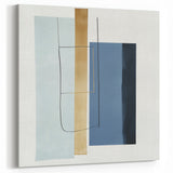 Minimalist Abstract Wall Art – Soft Blue & Gold Geometric Canvas