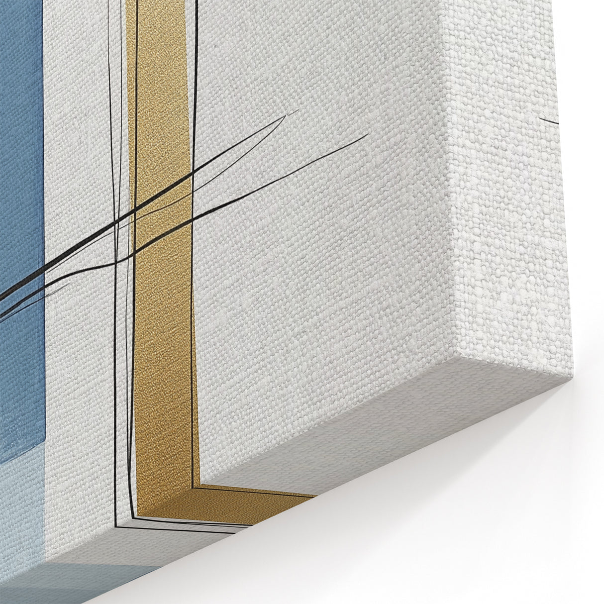 Large Abstract Wall Art – Bold Blue & Gold Minimalist Canvas Design