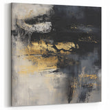 Colorful Abstract Wall Art – Bold Black, Gold & Gray Textured Canvas