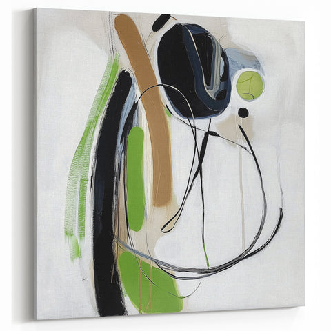 Abstract Art Prints – Modern Green, Black & Brown Minimalist Canvas