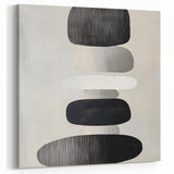 Modern Abstract Wall Art – Black & White Stacked Minimalist Design
