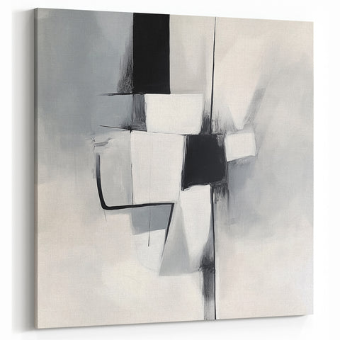Geometric Abstract Wall Decor – Modern Black & White Canvas Design