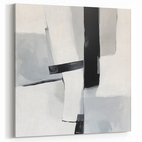 Large Abstract Wall Art – Bold Black & White Vertical Canvas Print
