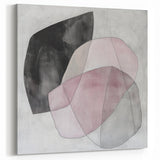 Colorful Abstract Wall Art – Pink, Black & Gray Soft Shape Canvas