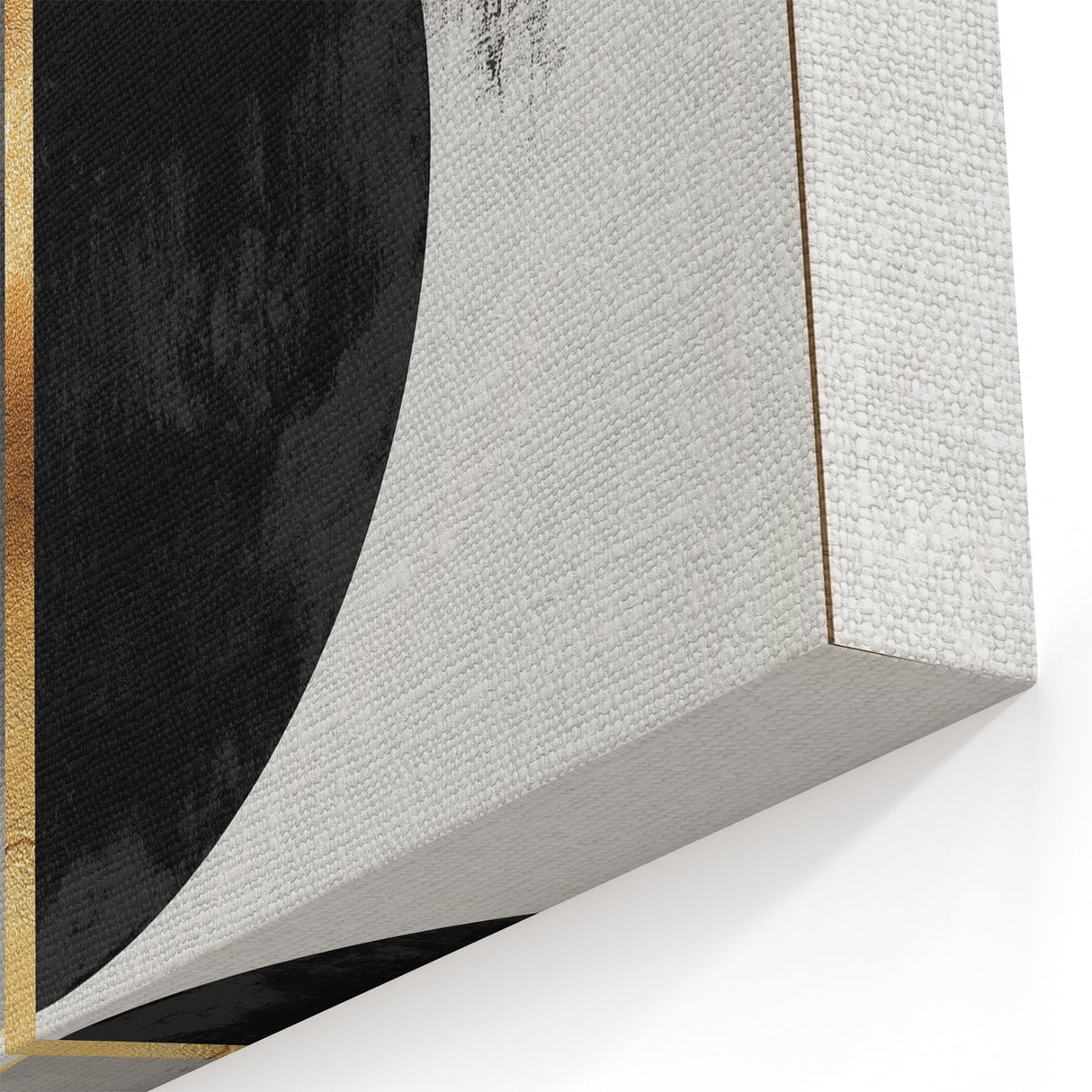 Minimalist Abstract Wall Art – Black, Gold & Gray Circle Design