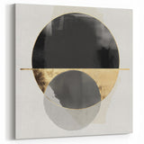 Large Abstract Wall Art – Bold Black & Gold Geometric Circles