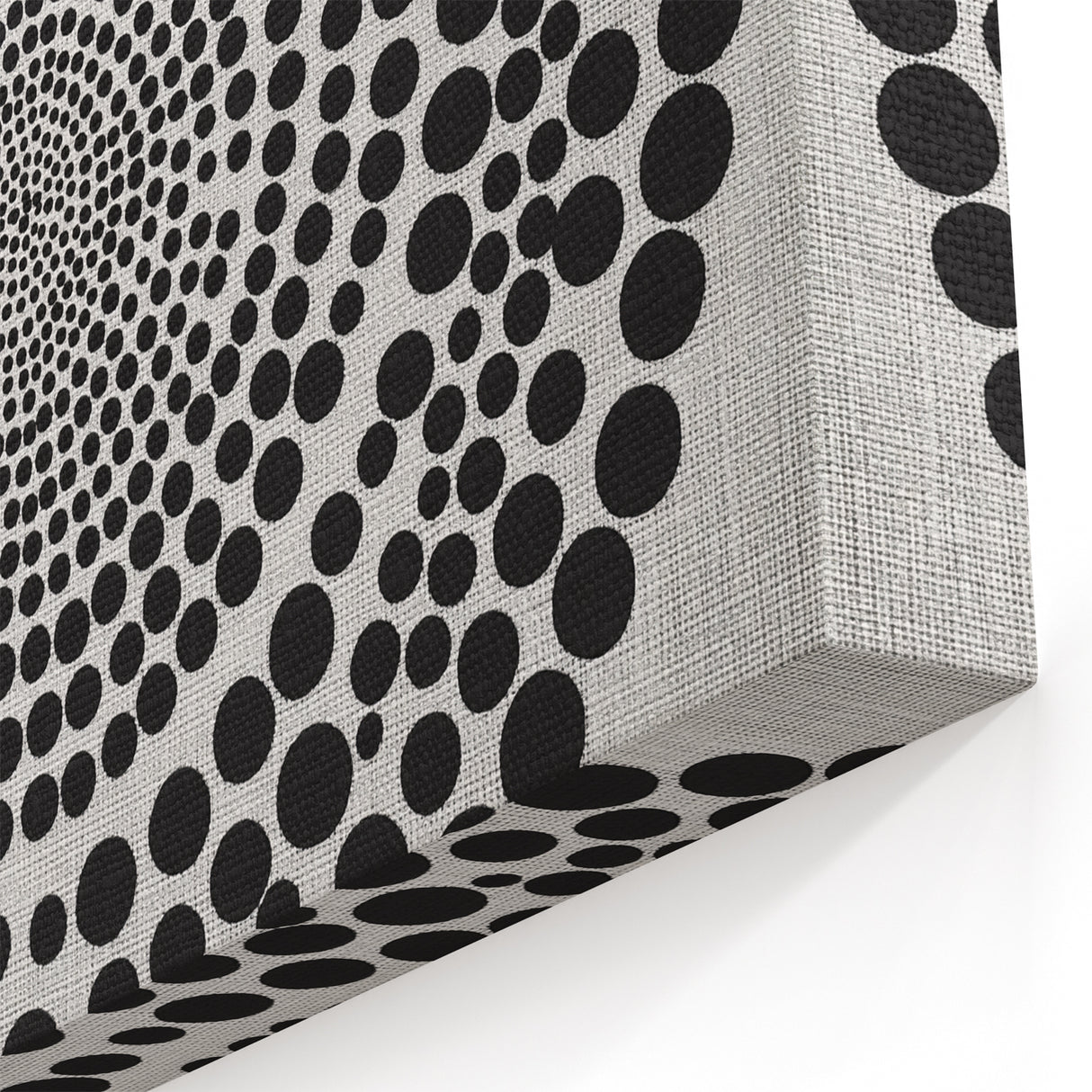 Abstract Art Prints – Hypnotic Black Dot Spiral on Textured Gray