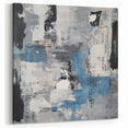 Contemporary Abstract Canvas – Blue, Gray & Textured Collage Art
