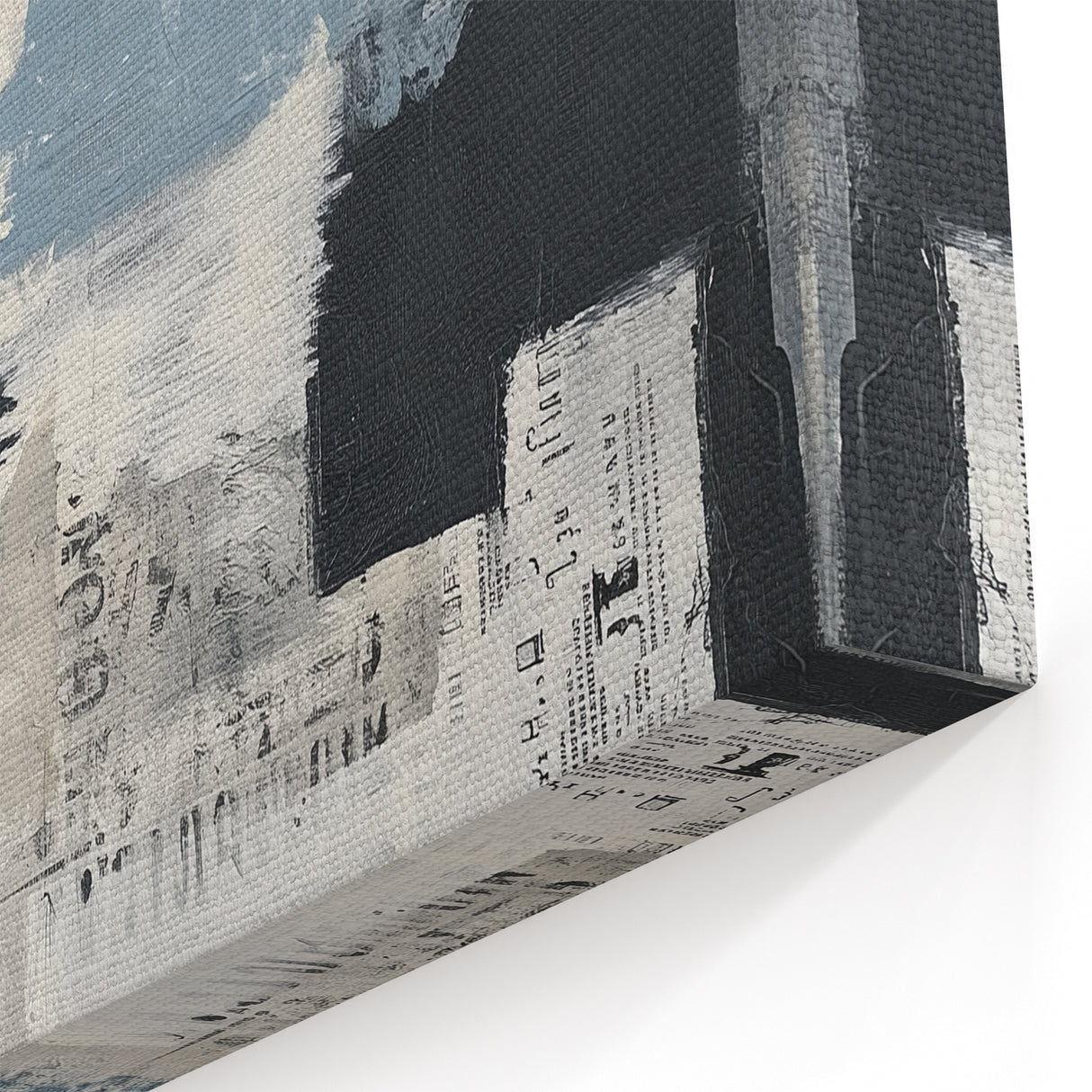 Geometric Abstract Wall Decor – Blue, Black & Urban Texture Collage