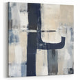 Large Abstract Wall Art – Bold Navy & Neutral Textured Brushwork