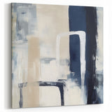 Colorful Abstract Wall Art – Navy, Beige & White Layered Strokes
