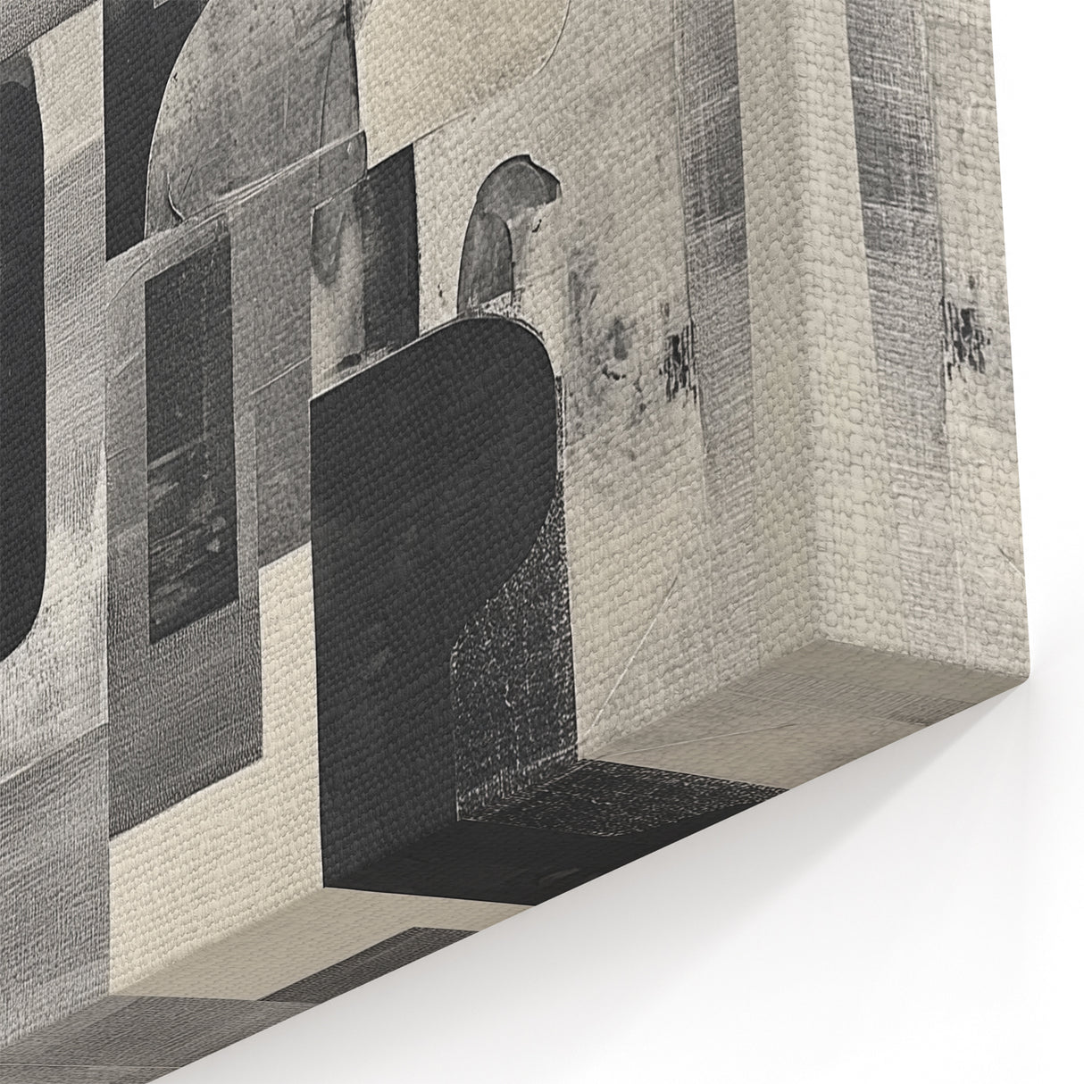 Abstract Art Prints – Black & White Textured Block Composition