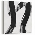 Modern Abstract Wall Art – Bold Black Brushstroke on White Canvas