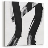 Modern Abstract Wall Art – Bold Black Brushstroke on White Canvas