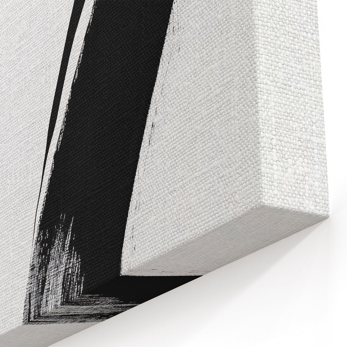 Modern Abstract Wall Art – Bold Black Brushstroke on White Canvas