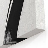 Modern Abstract Wall Art – Bold Black Brushstroke on White Canvas