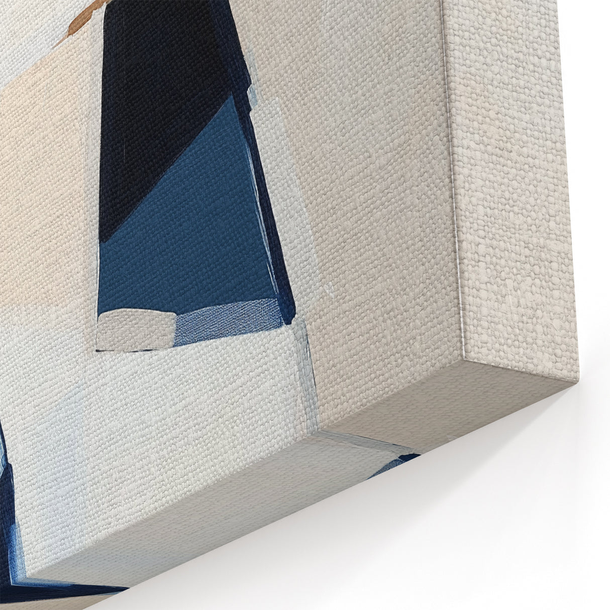 Geometric Abstract Wall Decor – Navy and Beige Minimalist Canvas
