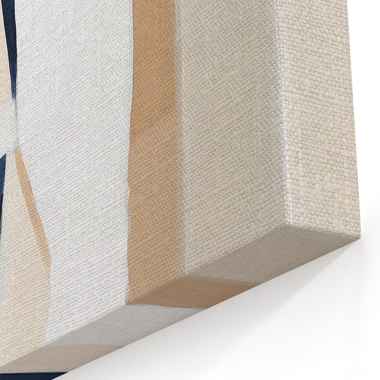 Large Abstract Wall Art – Modern Beige and Navy Canvas Composition