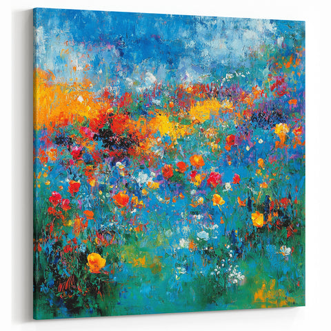 Colorful Abstract Wall Art – Vibrant Modern Floral Canvas Painting