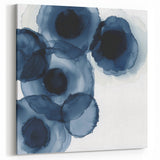 Contemporary Abstract Canvas – Fluid Navy Blue Ink Bloom Artwork