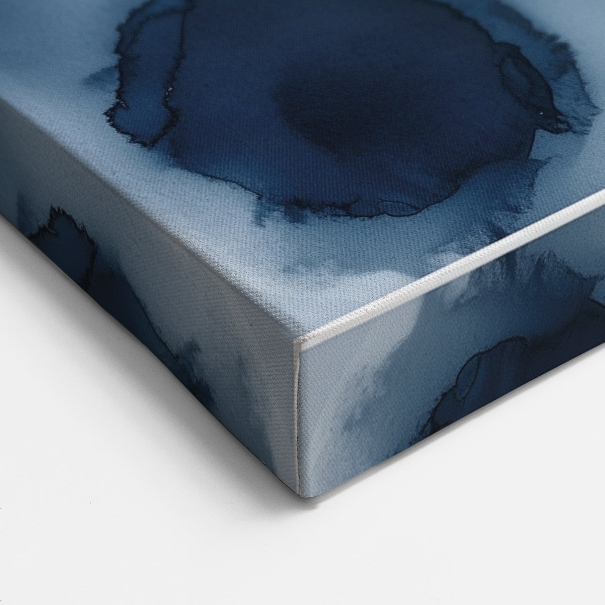 Contemporary Abstract Canvas – Fluid Navy Blue Ink Bloom Artwork