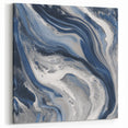 Modern Abstract Wall Art – Navy and Gray Fluid Acrylic Canvas