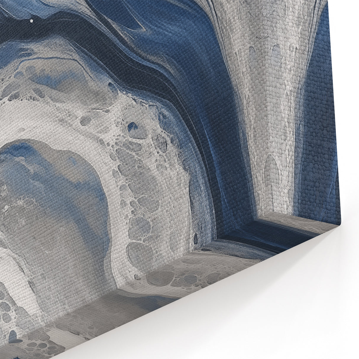 Modern Abstract Wall Art – Navy and Gray Fluid Acrylic Canvas