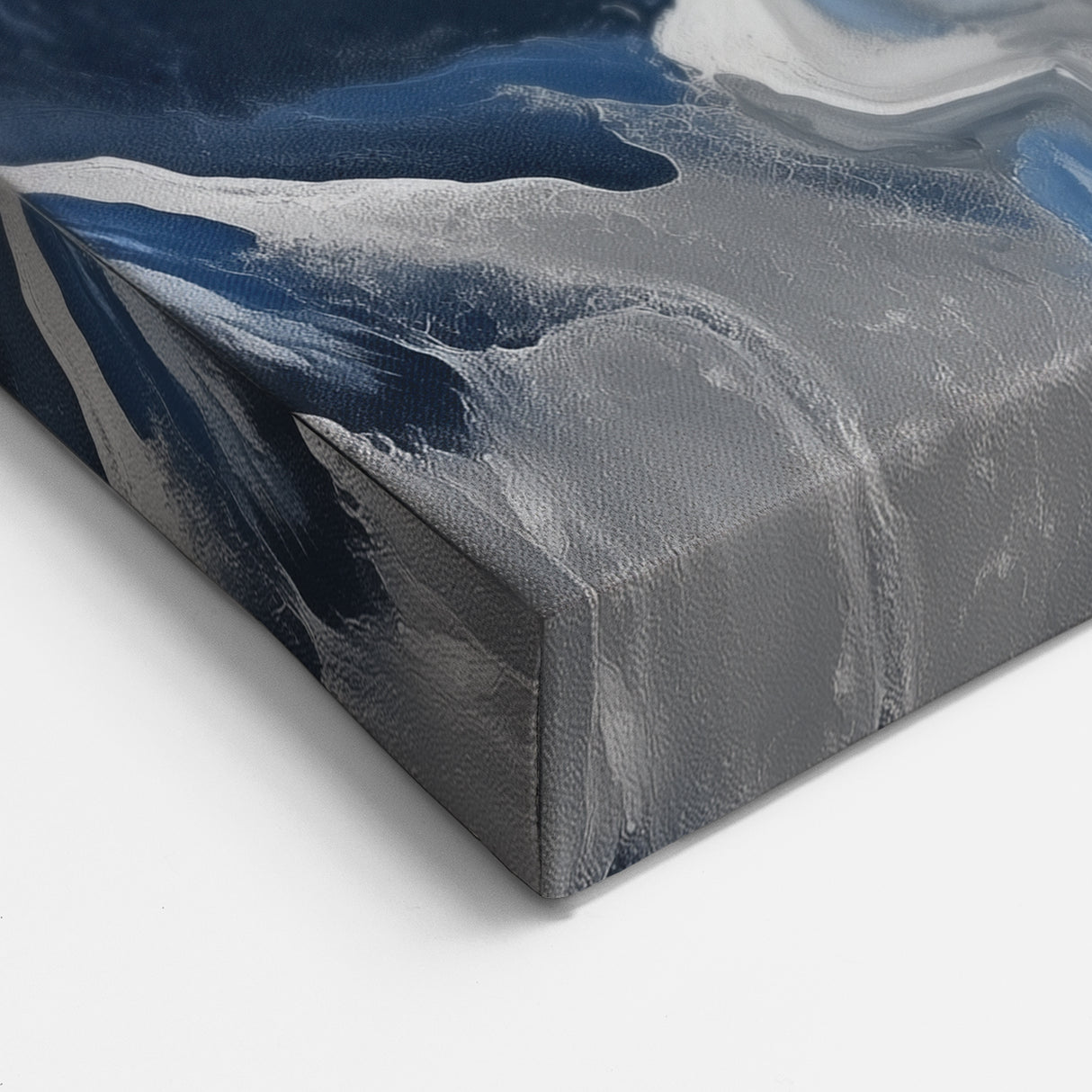 Modern Abstract Wall Art – Navy and Gray Fluid Acrylic Canvas