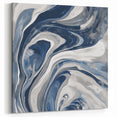 Contemporary Abstract Canvas – Fluid Navy, Gray, and Silver Artwork