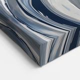 Contemporary Abstract Canvas – Fluid Navy, Gray, and Silver Artwork