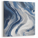 Geometric Abstract Wall Decor – Flowing Navy and Silver Artwork