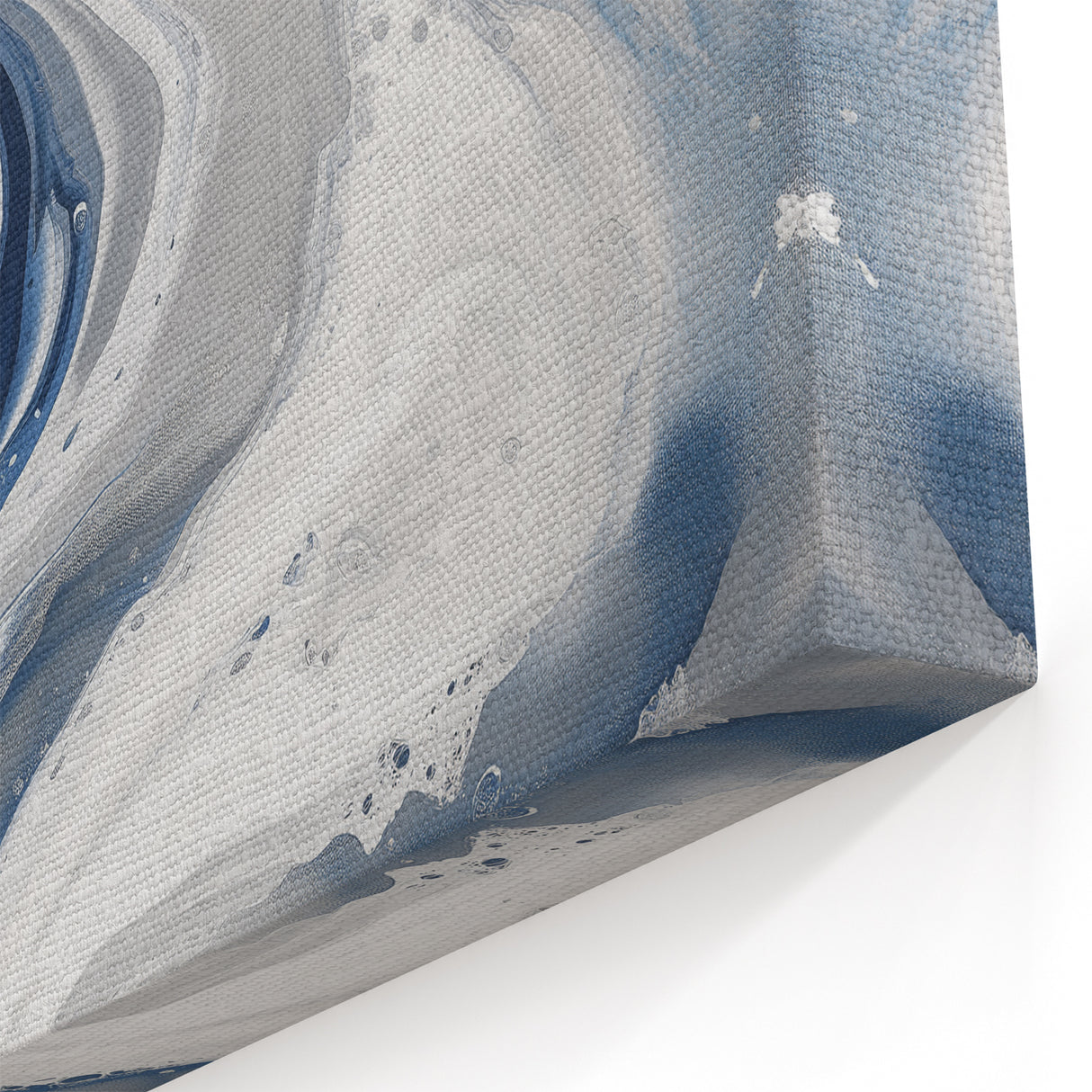 Geometric Abstract Wall Decor – Flowing Navy and Silver Artwork