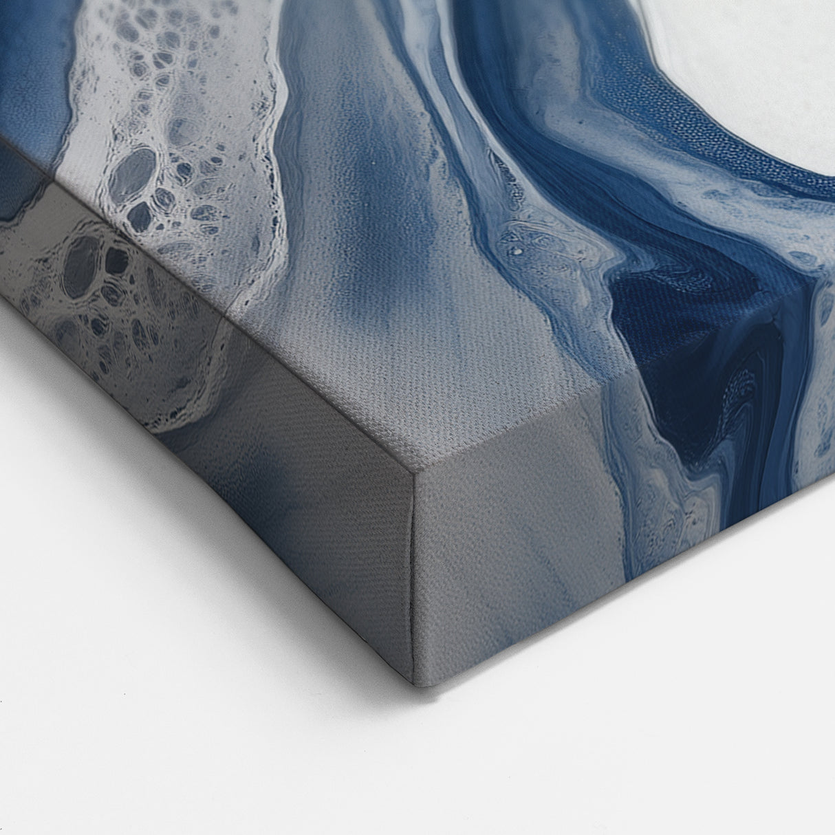 Geometric Abstract Wall Decor – Flowing Navy and Silver Artwork