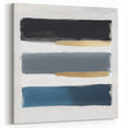 Modern Abstract Wall Art – Navy, Gold & Gray Brushstroke Canvas
