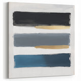 Modern Abstract Wall Art – Navy, Gold & Gray Brushstroke Canvas