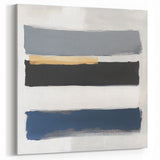 Large Abstract Wall Art – Navy, Gray & Gold Minimal Brushstrokes
