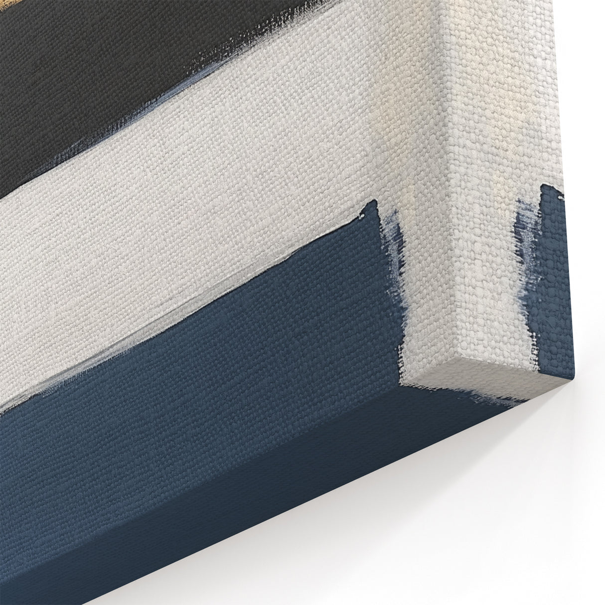 Large Abstract Wall Art – Navy, Gray & Gold Minimal Brushstrokes