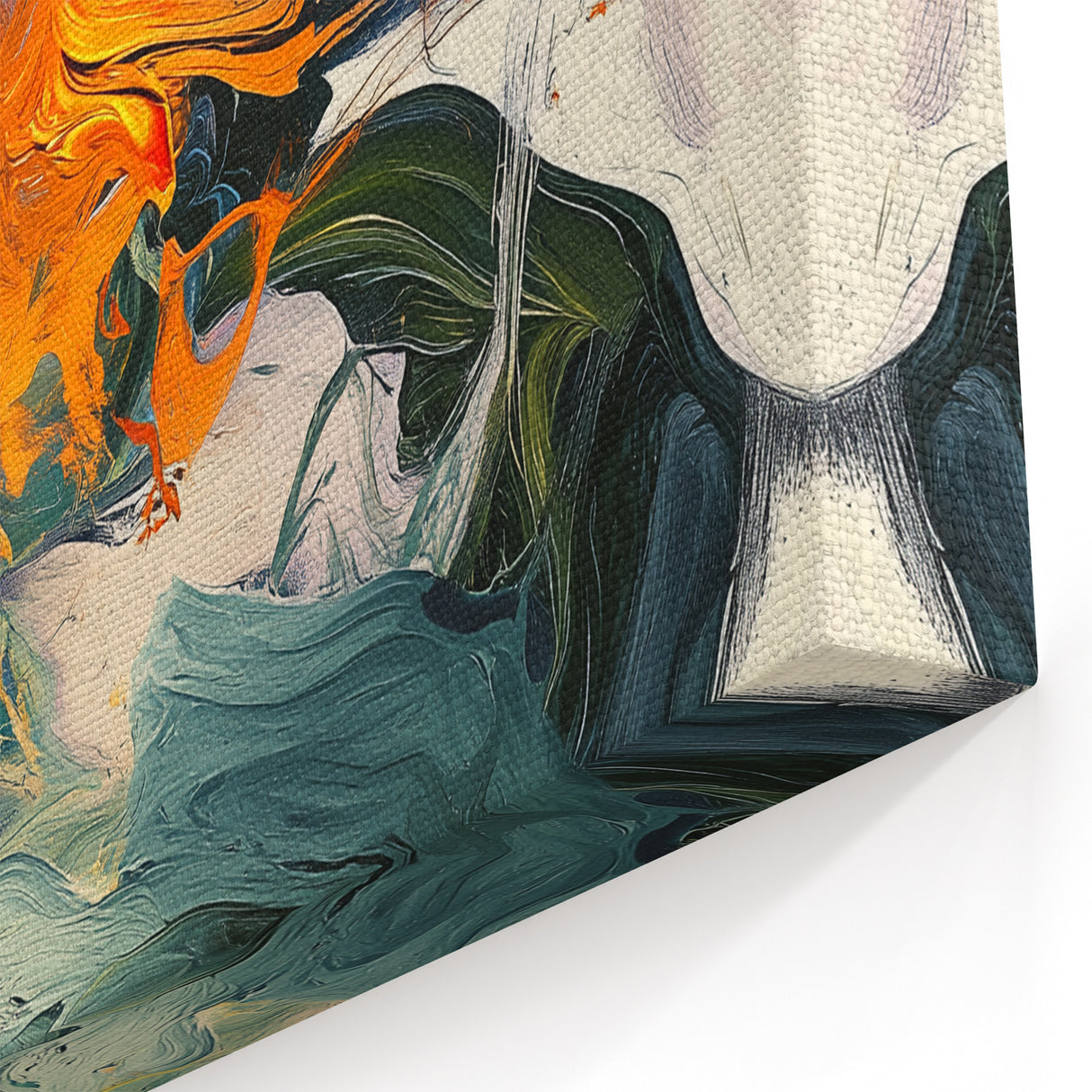 Abstract Art Prints – Flowing Modern Swirl in Orange and Mint Green