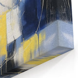 Colorful Abstract Wall Art – Navy, Yellow & White Geometric Canvas