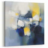 Abstract Art Prints – Bold Blue, Yellow & White Modern Composition