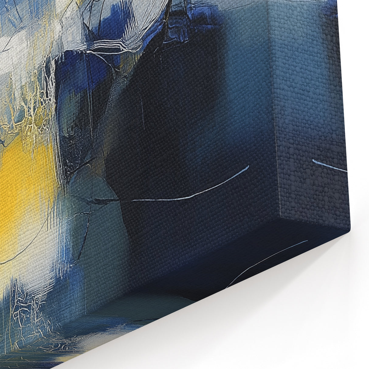 Abstract Art Prints – Bold Blue, Yellow & White Modern Composition