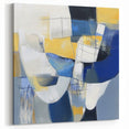 Modern Abstract Wall Art – Blue, Yellow & White Geometric Shapes