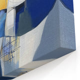 Modern Abstract Wall Art – Blue, Yellow & White Geometric Shapes