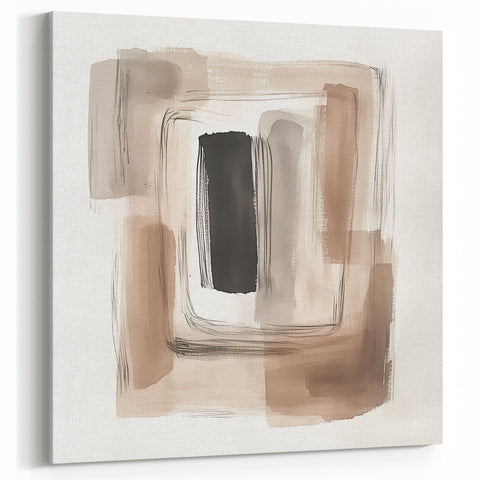 Contemporary Abstract Canvas – Earthy Beige, Brown & Black Tones