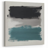 Large Abstract Wall Art – Teal, Gray & Black Modern Brush Design