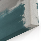 Large Abstract Wall Art – Teal, Gray & Black Modern Brush Design