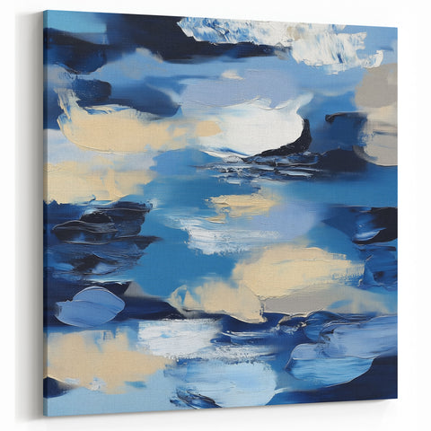 Navy Blue Modern Abstract Wall Art – Contemporary Canvas Decor
